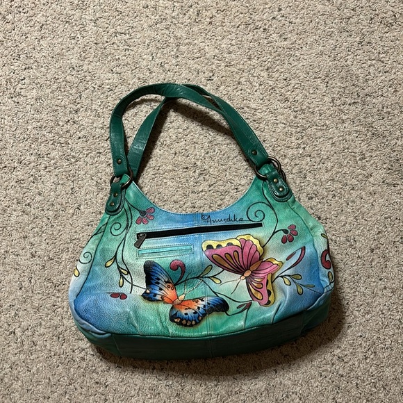 Anuschka Summer Wings Large Triple Compartment Hobo genuine leather - Picture 2 of 9